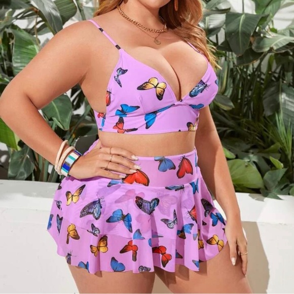 Butterfly Bikini Swimsuit With Beach Skirt - Picture 5 of 5